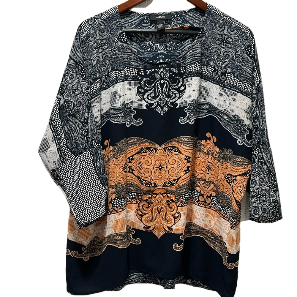 ALFANI blue and orange blouse size 12 GUC..